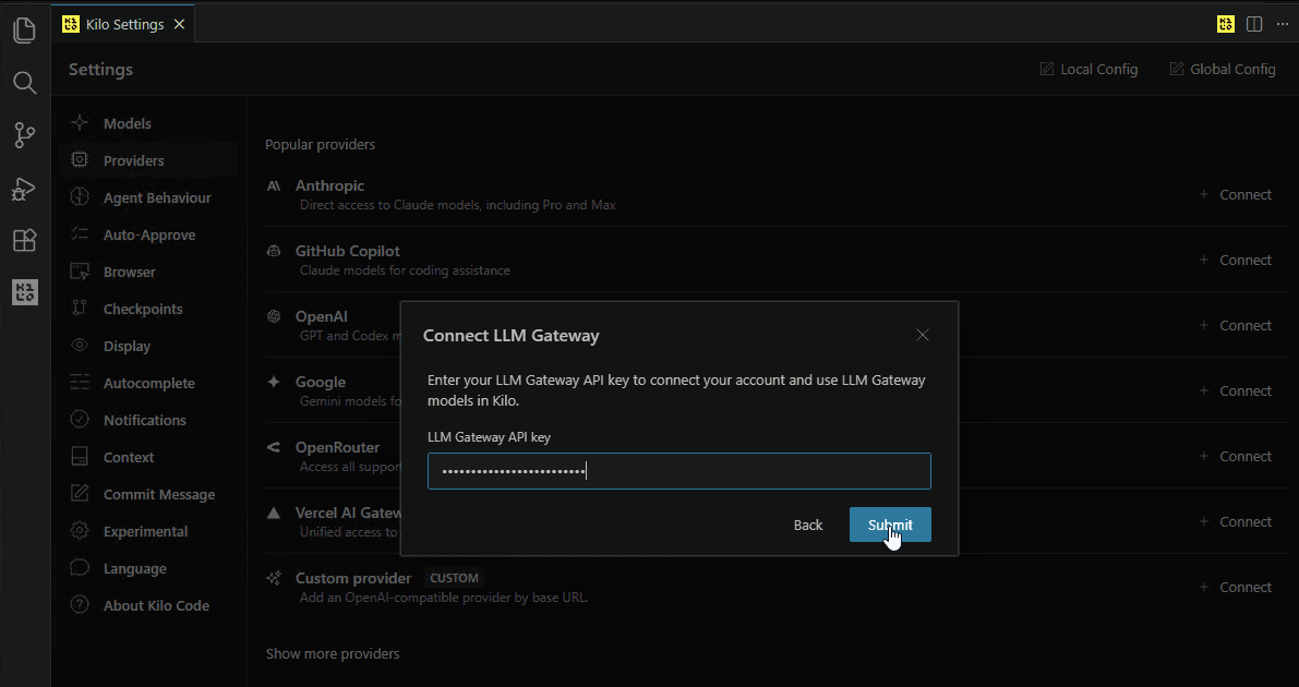 Connect doteb — enter API key