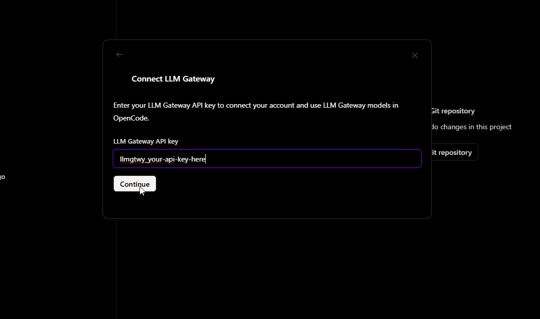 Connect doteb — enter API key