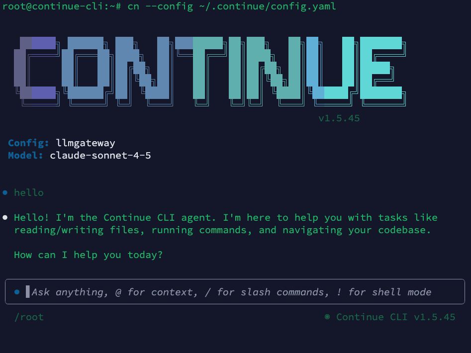 Continue CLI running with doteb